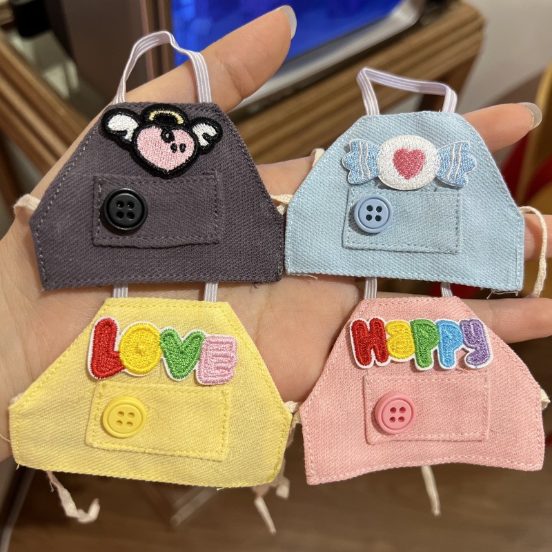 Manufacturer Wholesale 10cm Doll Clothes Self-Deprecating Bear Kt Cat Doll Clothes Denim Bib Apron Doll Kitty Apron