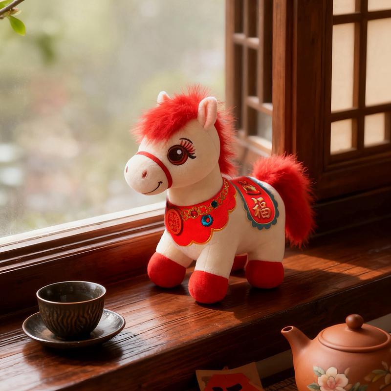 2026 Wholesale Year of the Horse Mascot Plush Toy Get Rich Soon Doll Zodiac Stuffed Animal New Year Gift