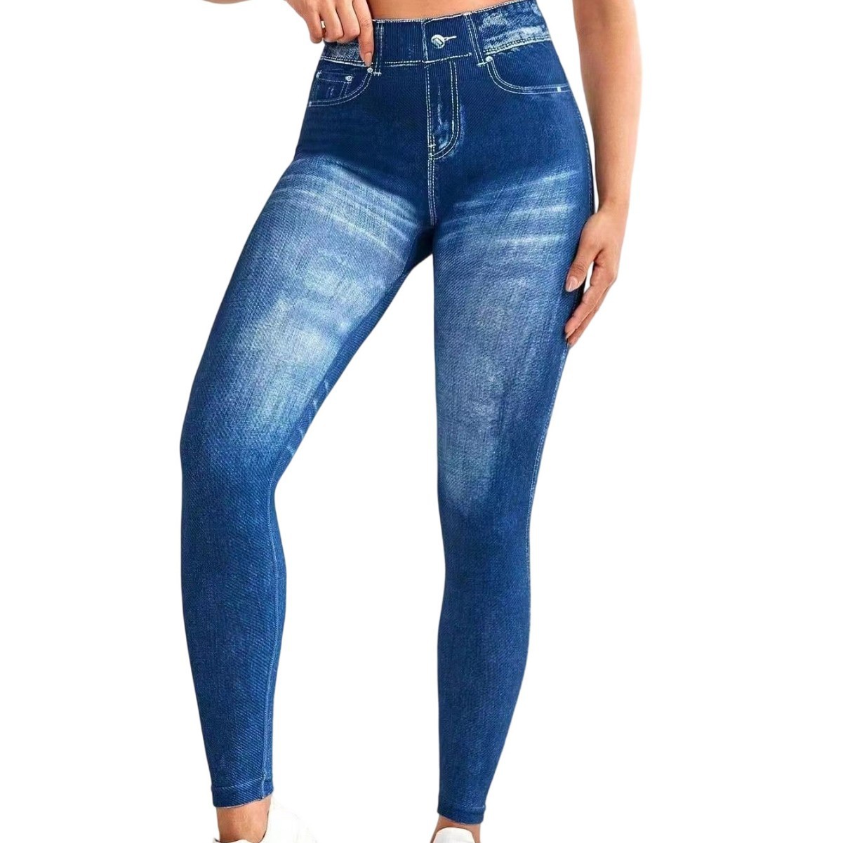 Кросс-бодер европейские и американские новые большие размеры облегающие модные йога штаны с эффектом подъем ягодиц, имитация денима