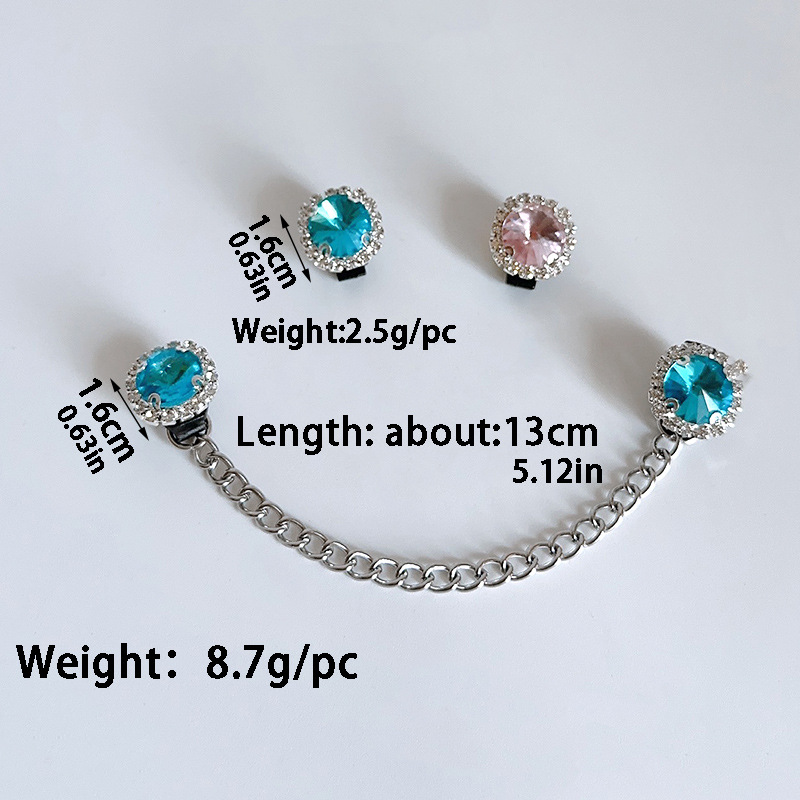 Dopamine Diamond-embedded stainless steel chain shoe buckle light luxury all-match canvas shoes removable shoe clip ins style shoe accessories