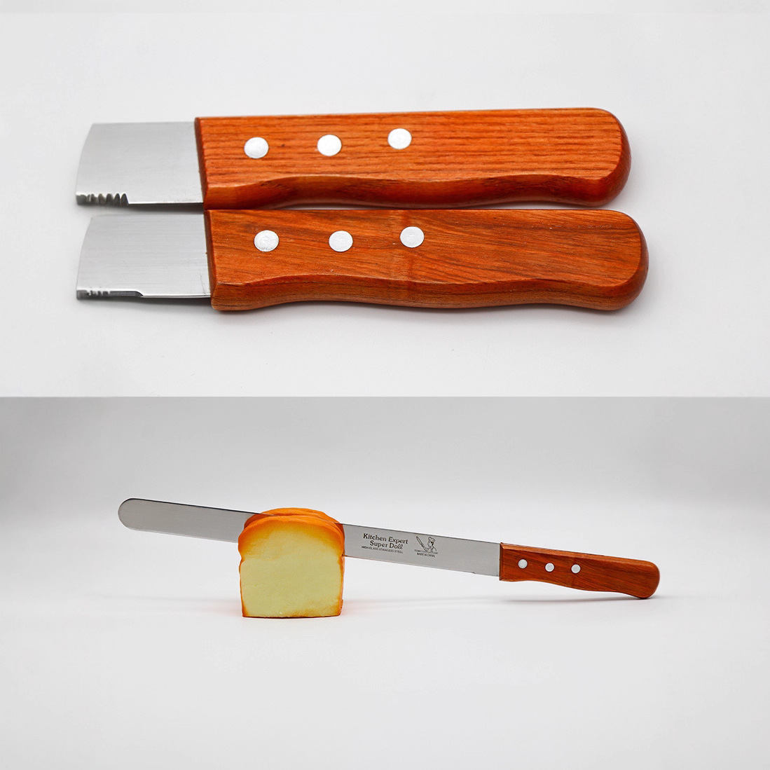 Manufacturer's Fine-Toothed Stainless Steel Bread Knife, Coarse-Toothed Cake Toast Mousse Cutter, Stainless Steel Wooden Handle Bread Knife Serrated