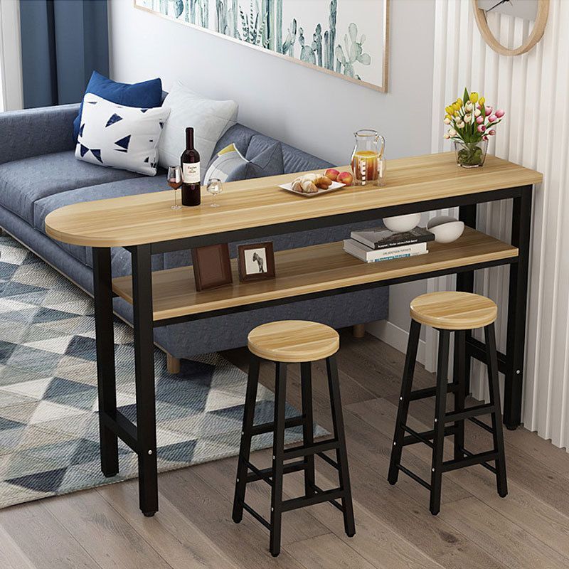 Simple Modern Home Bar Table Against the Wall Restaurant Hotel Simple Steel Wood Long Bar Table Rental House Dining Table