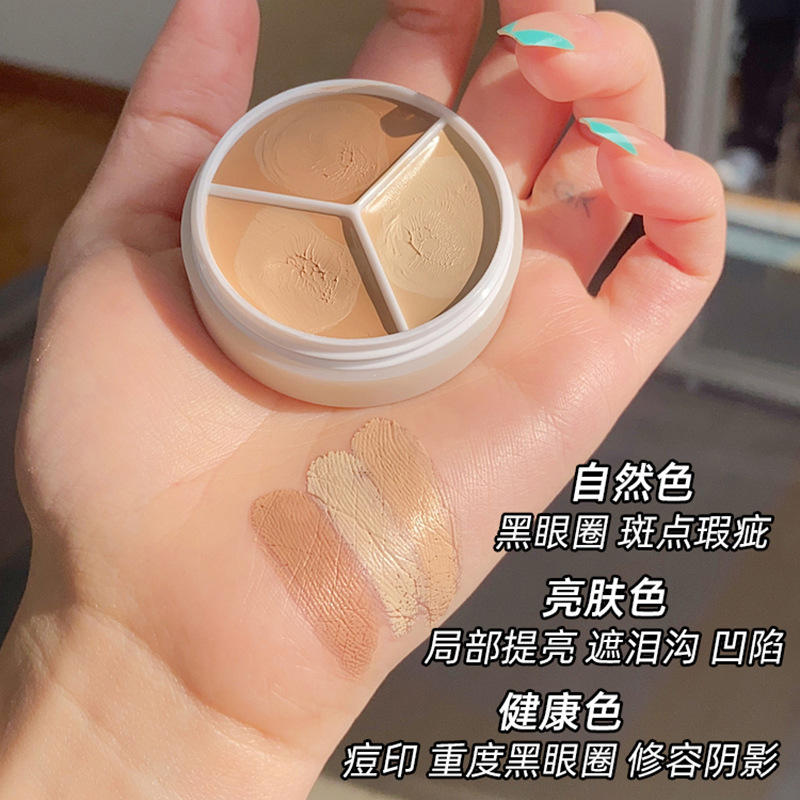sweet mint three-color concealer cover spot acne marks dark circles tear groove repair foundation cream No Makeup