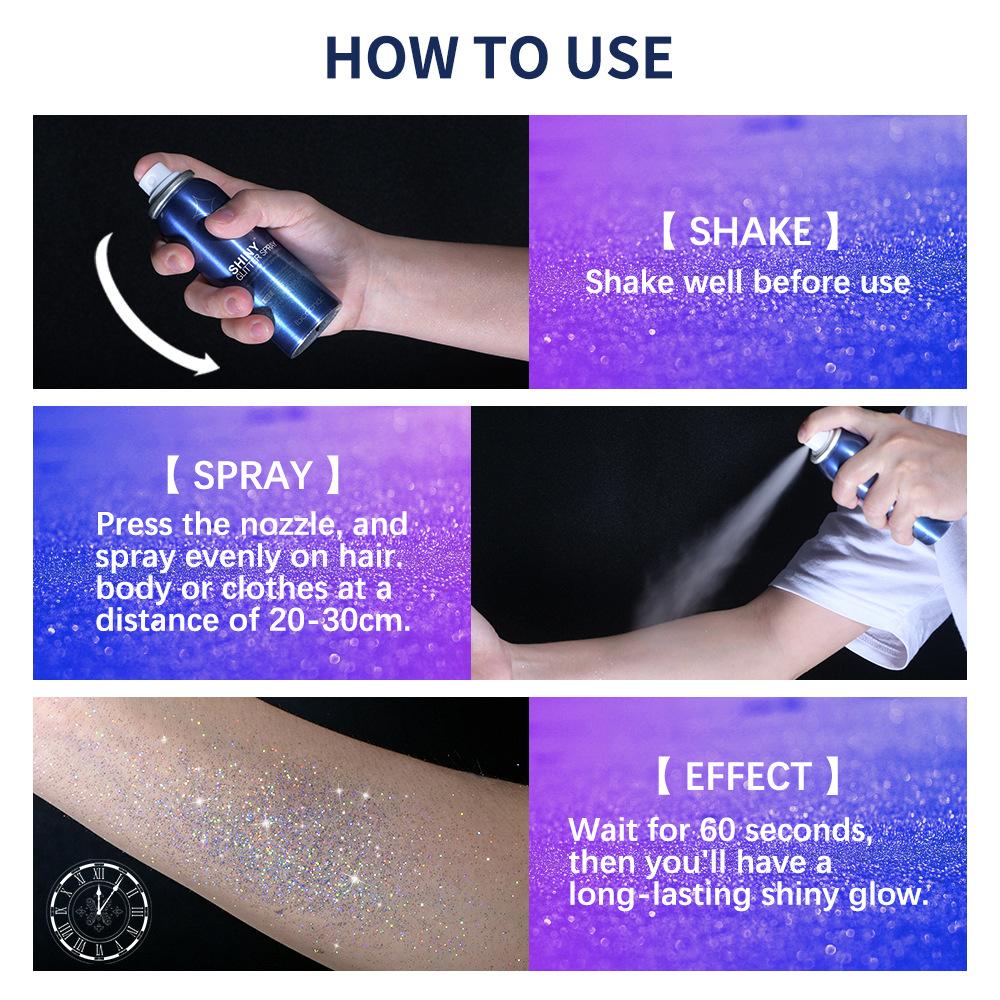 Ibcccndc Glitter Spray Nightclub Party Body Starry Sky Glitter Spray Stage Makeup Spray Glitter