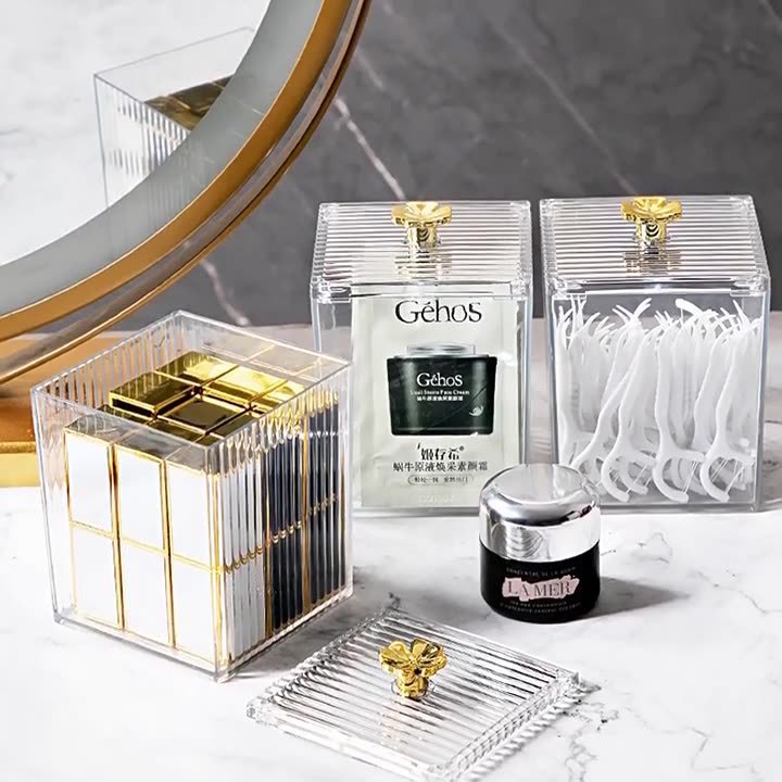 Коробка для ватных палочек Clover Прозрачная коробка для помады Настольный органайзер для мелочей Хранение зубной нити Коробка для ватных палочек Хранение косметики