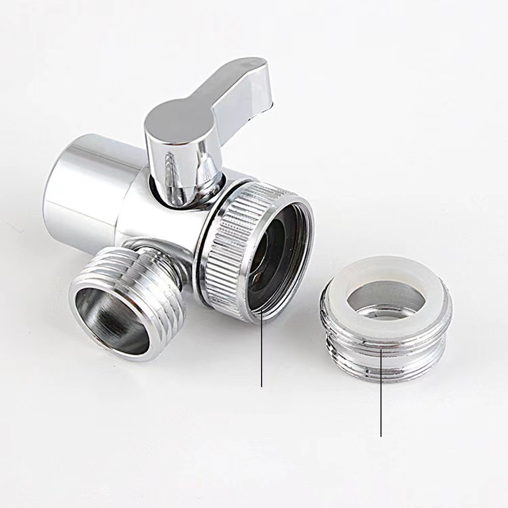 Hot and cold faucet splitter kitchen basin faucet water distribution Tee connector one-in-two-outlet water separator washing machine