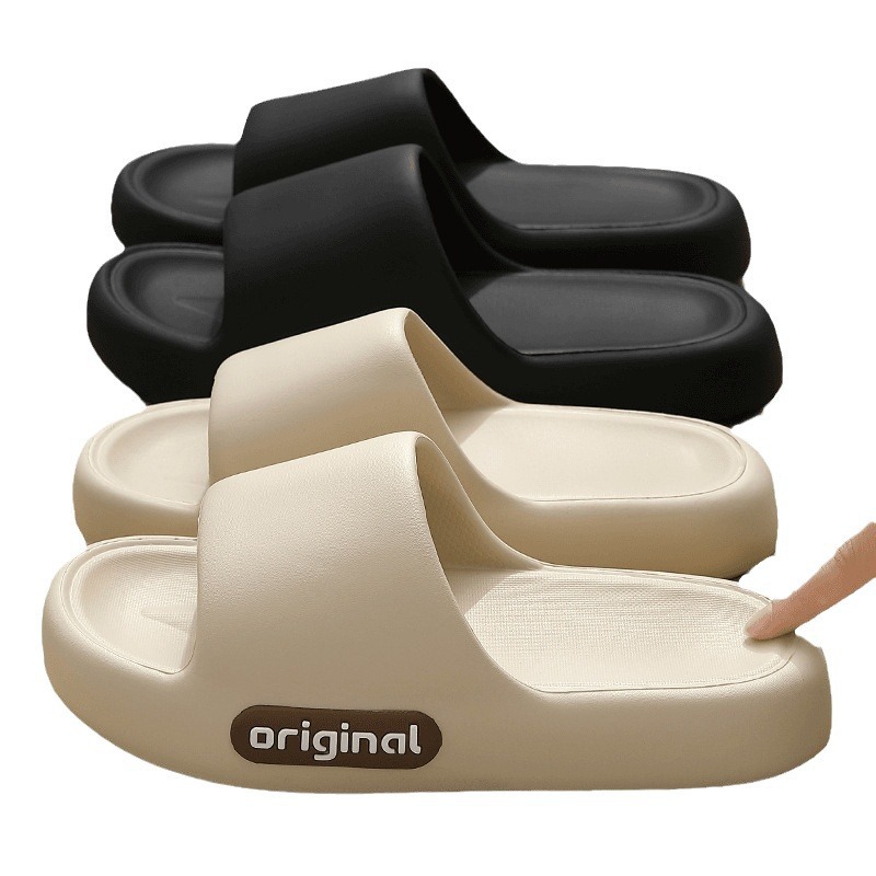 Summer New Thick-Soled Slippers for Men with a Poop-Feeling Feel 2025 Indoor Home Home Bathroom Bath Non-Slip Couple Slippers for Women