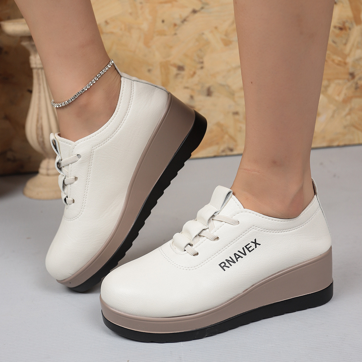 2025 Autumn New Thick-Soled Platform Small Leather Shoes Women's Shoes Low-Top Shoes Single Shoes Fashion Casual Shoes High Quality Foreign Trade