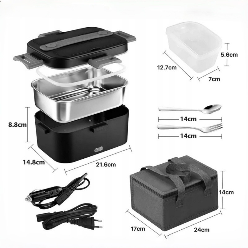 Cross-Border New 1.8L Large-Capacity Electric Heating Lunch Box Water-Free Portable Heating Lunch Box Insulated Lunch Box Lunch Box