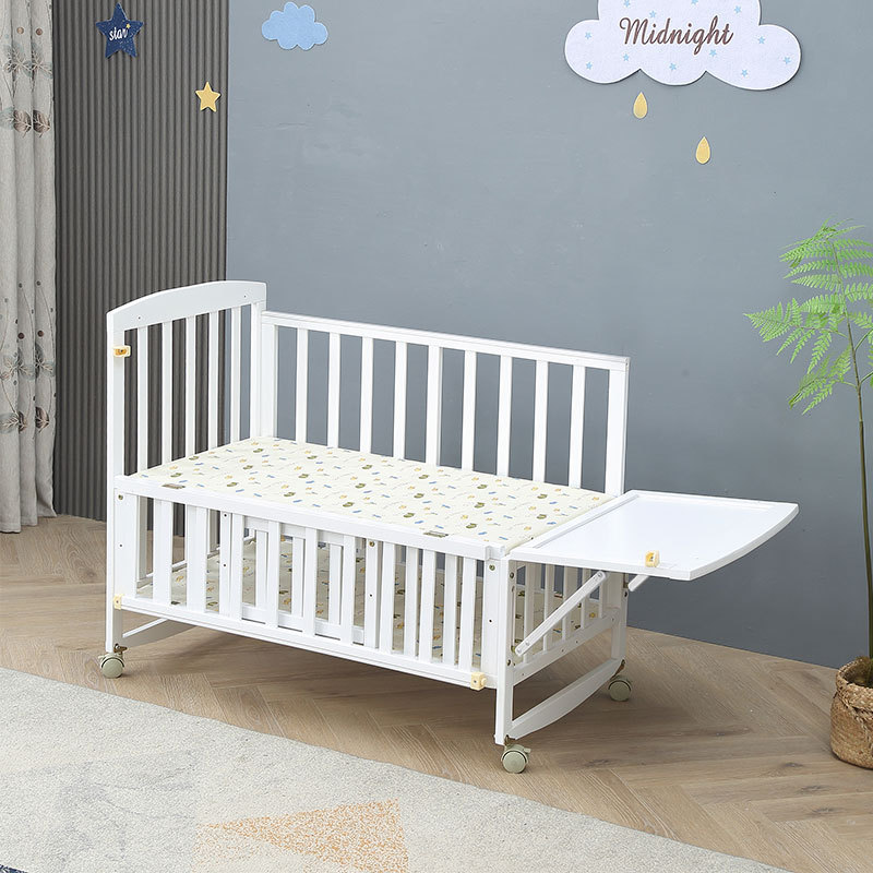 Кроватка из массива дерева, многофункциональная люлька, можно соединить с москитной сеткой для новорожденных, детская кровать, оптовая продажа детских кроватей