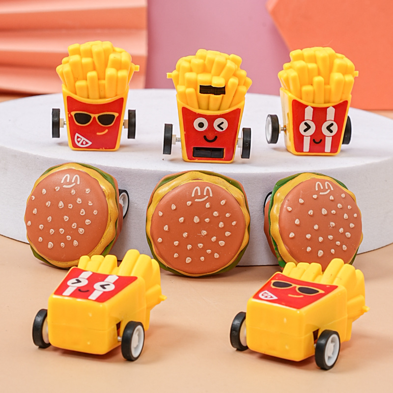 Creative Mini Pull-Back Food Toy Pull-Back Car, Hamburger Car, French Fries Car, One-Yuan Gashapon Pull-Back Toy Flap Pocket Pants Car