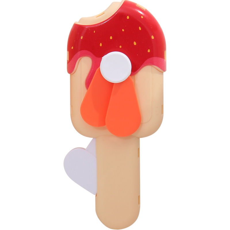 Children's cartoon hand pressure fan creative animal donut mini manual hand crank small fan school gifts wholesale