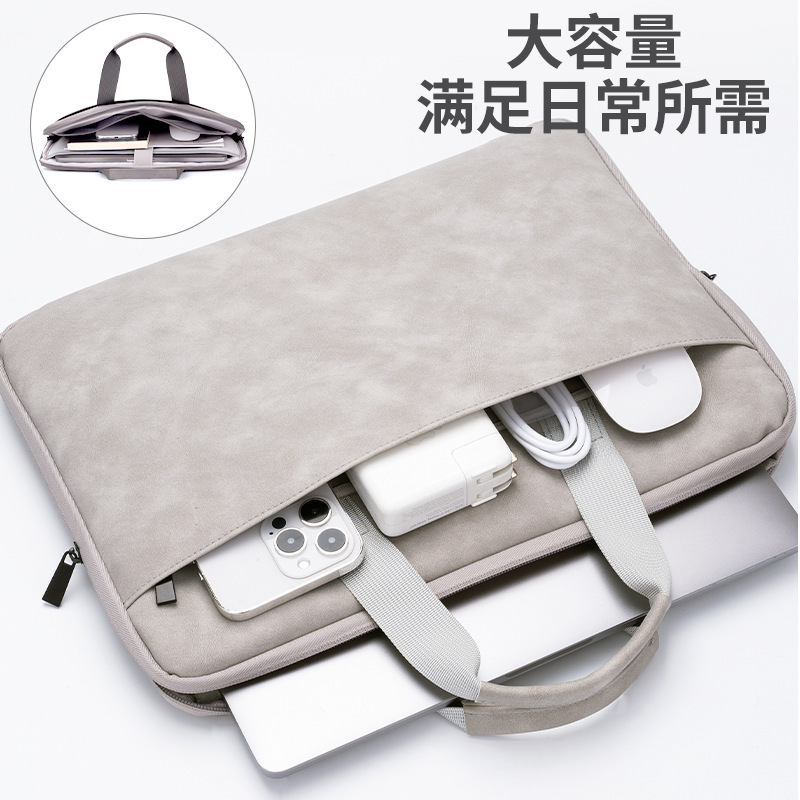 Full opening and closing PU sheep leather laptop bag is suitable for 13-16 inch -16 inch hand feeling delicate anti-splash earthquake resistance