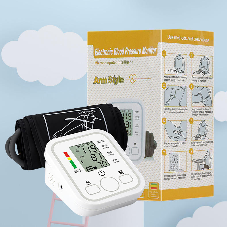 Popular English Medical Electronic Sphygmomanometer Upper Arm Detection Pulse Portable Home Automatic Voice Broadcast for the Elderly