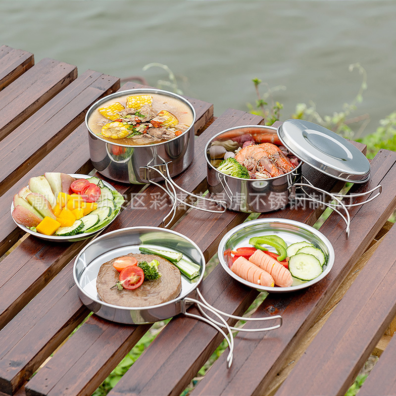 Набор посуды для кемпинга переносной набор кухонных принадлежностей для пикника