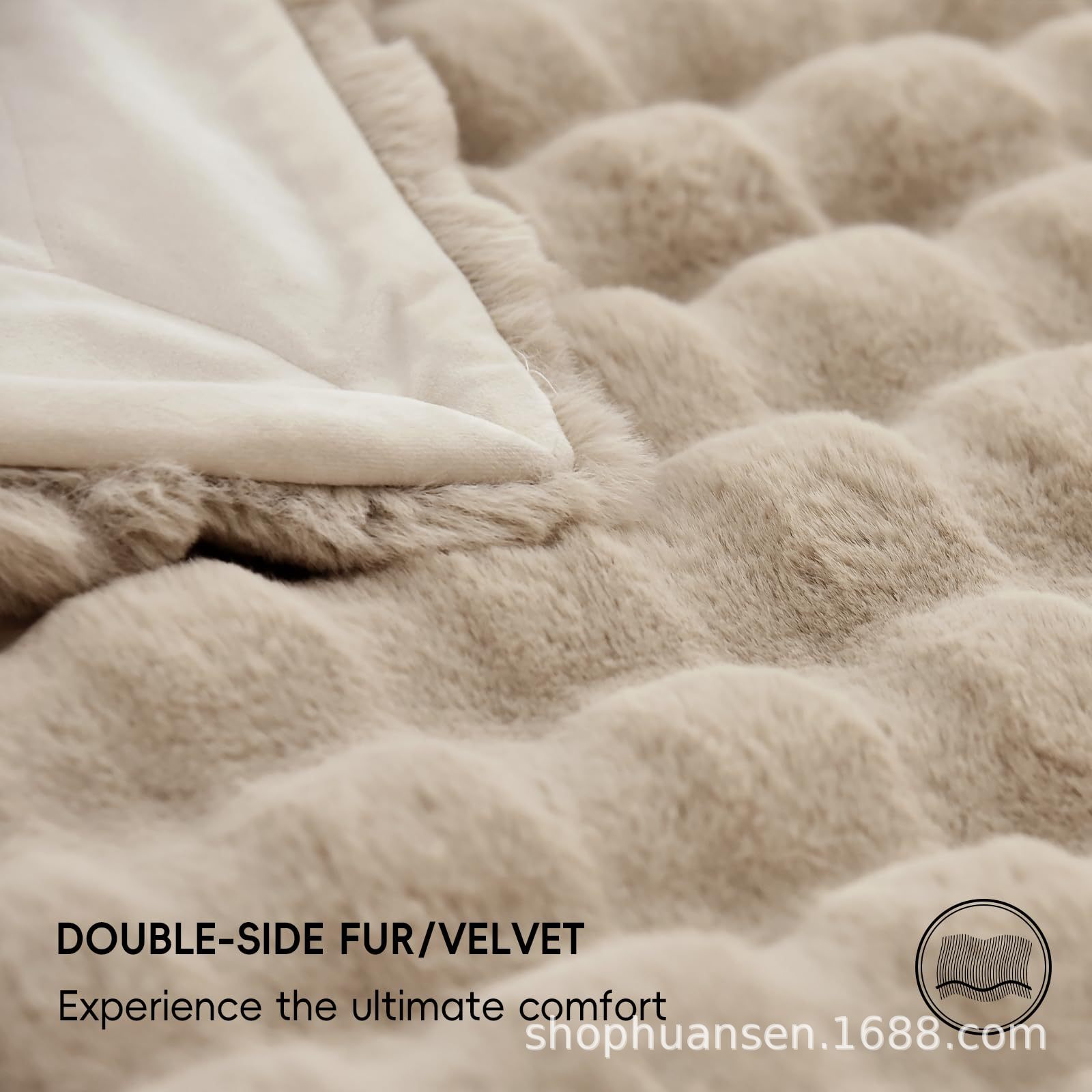 Luxurious Imitation Rabbit Fur Blanket Double Size Super Soft Fluffy Plush Warm and Comfortable Bubble Blanket Autumn and Winter