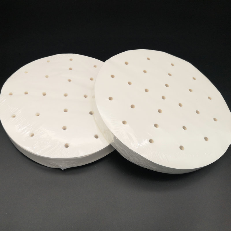 Steamer Paper Thickened Baking Paper Household Wrap Base Paper Wrap Pad Paper Round Silicone Oil Paper with Holes 500/Pack