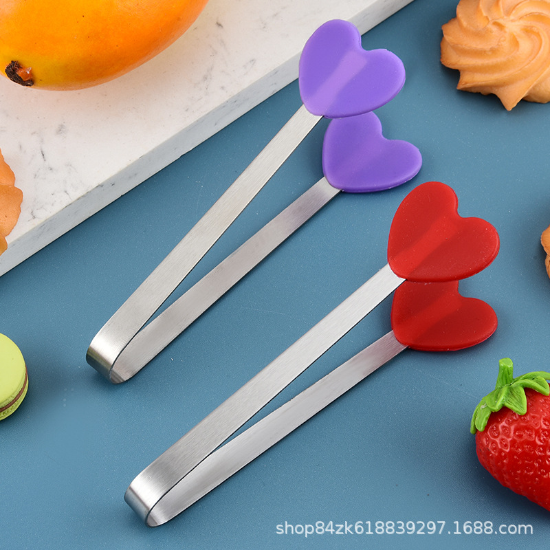 in stock creative silicone food clip stainless steel ice clip ice cube sugar snacks not dirty hand clip small palm food