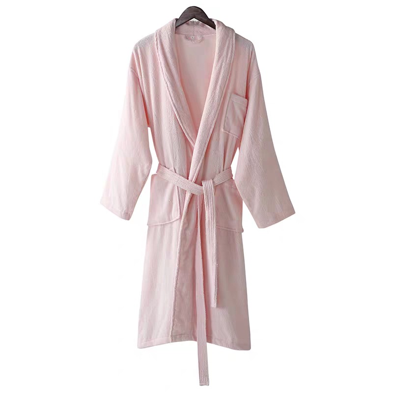 Five-Star Hotel Bathrobe 100% Cotton Thickeneded Hotel Cut Velvet Towel Material White Nightgown Pure Cotton Factory Direct Sale