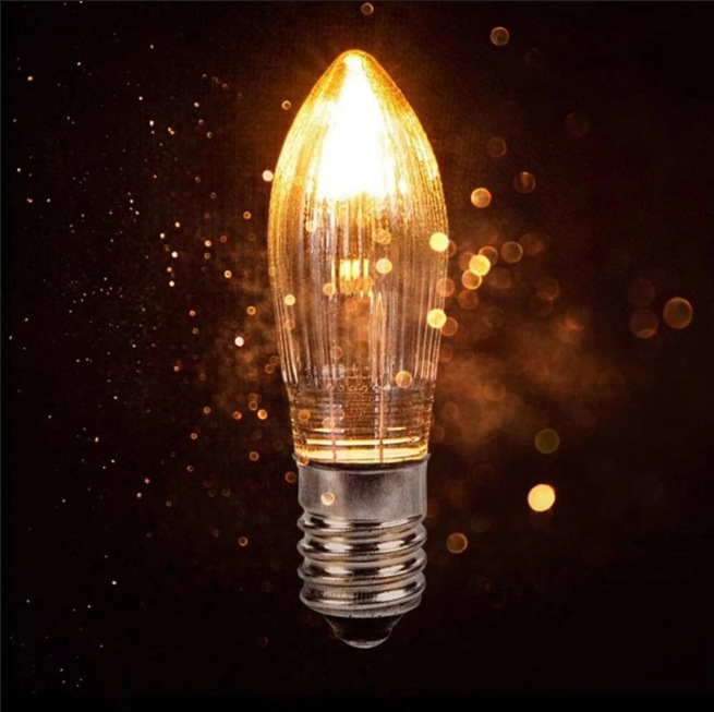 Christmas Light Bulb E10 Tungsten Filament Olive-Shaped Small Candle Light Arch Light Ac 34V Bulb Screw Base Small Screw Socket