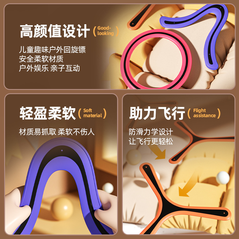 Children's Outdoor Frisbee Safety Boomerang Parent-Child Interactive Game Sports Physical Fitness Concentration Toy Stall Cross-Border