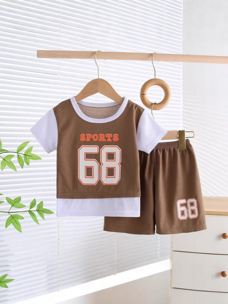 Boys' Summer Two-Piece Set 2026 New Children's Summer Sportswear Boys' Stylish Loose Suit Wholesale