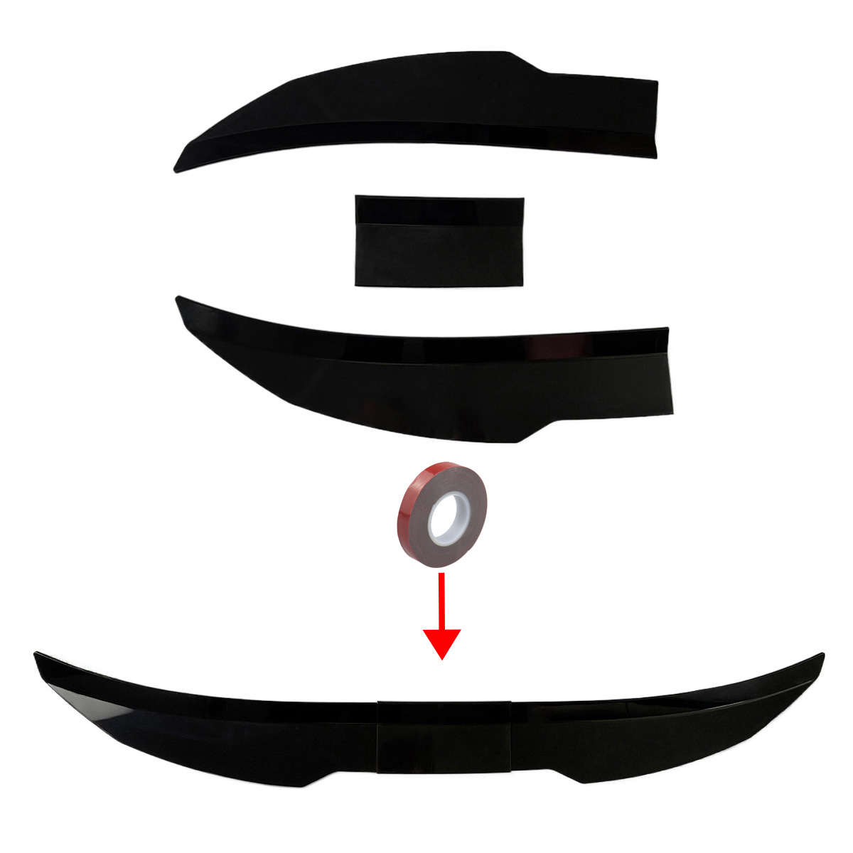 Universal Car Trunk Spoiler Modification No-Drill V-Shaped Rear Wing Car Roof Center Wing Abs Blade Style Rear Wing