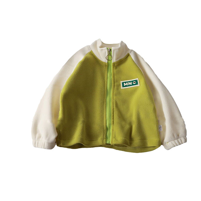 Children's Velvet Thickeneded Outwear Autumn and Winter Casual Color Matching Outer Wear for Boys and Girls Korean Style Winter Cotton Zipper Shirt