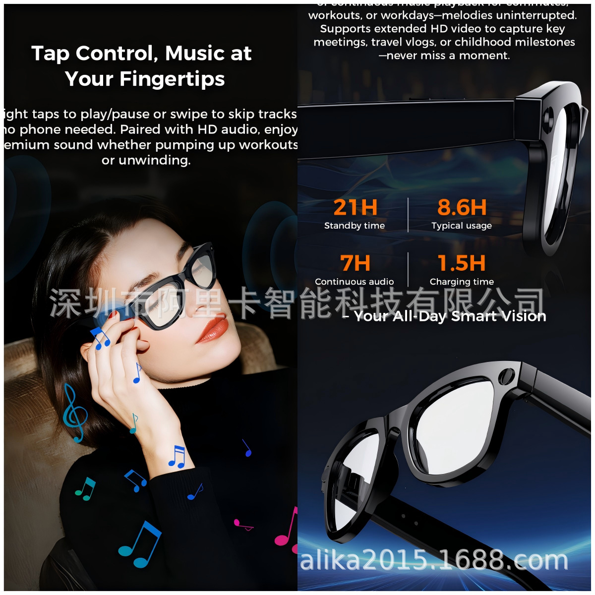 Cross-Border M01Pro Smart Glasses Bluetooth Call and Listening to Music 800W Pixel Photo Camera Ai Bluetooth Glasses Sunglasses