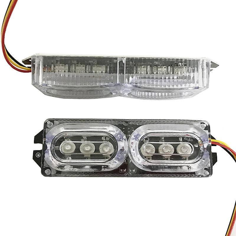 Car and Motorcycle UniVersal Modified 12V Flashing Warning LED Lights Six Lights Lens Decoration Left and Right Double Flashing Lights