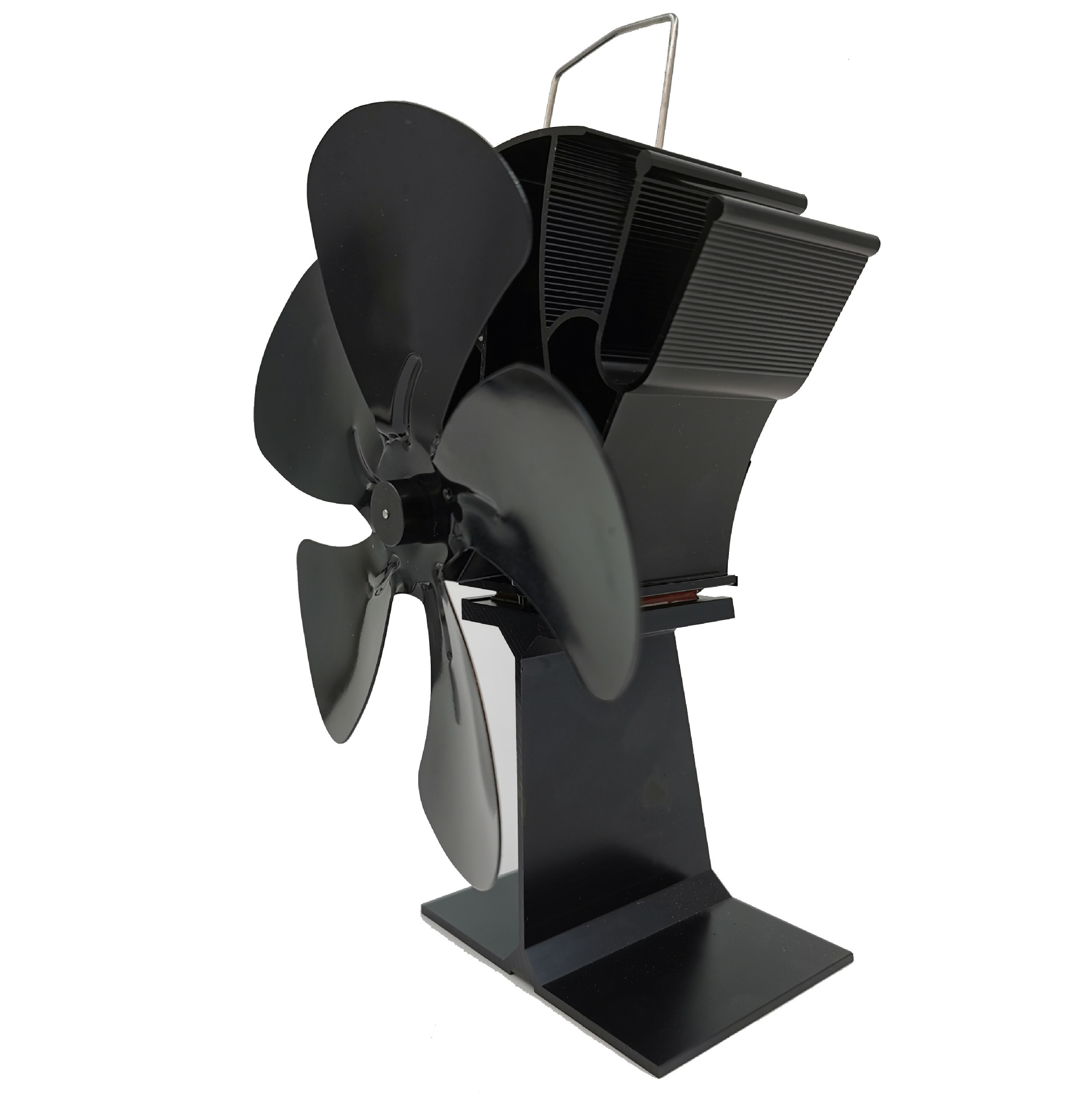 Hangzhou factory thermal power fireplace fan self-starting five-leaf ecological fireplace fan black wood fireplace fan