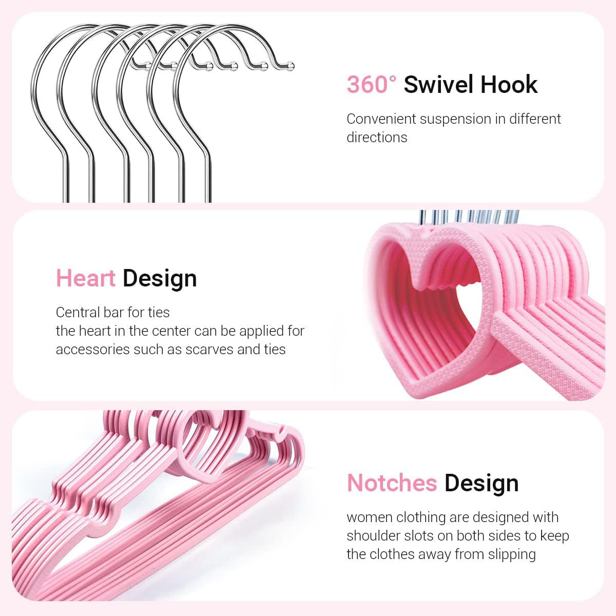 2024 New Cross-Border Heart-Shaped Clothes Hangers, Plastic Non-Slip Wet and Dry Dual-Use Hangers, Factory Direct Wholesale Clothes Drying Racks