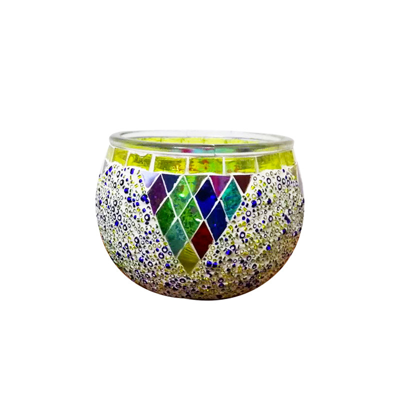 Manufacturer Glass Beads Sunshine Jar Wholesale Holiday Gifts Home Furnishings Glass Mosaic Candle Holder