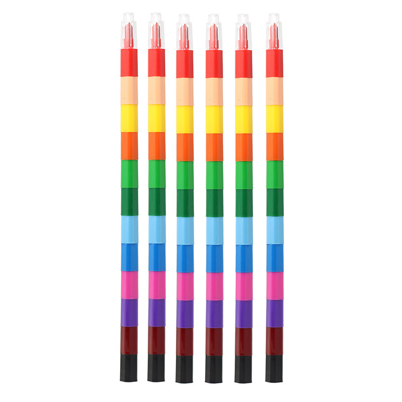 12 Rectangular Multi-Section Rainbow Crayons 587 Multi-Color Kidsren's Small Gift Brush Toys