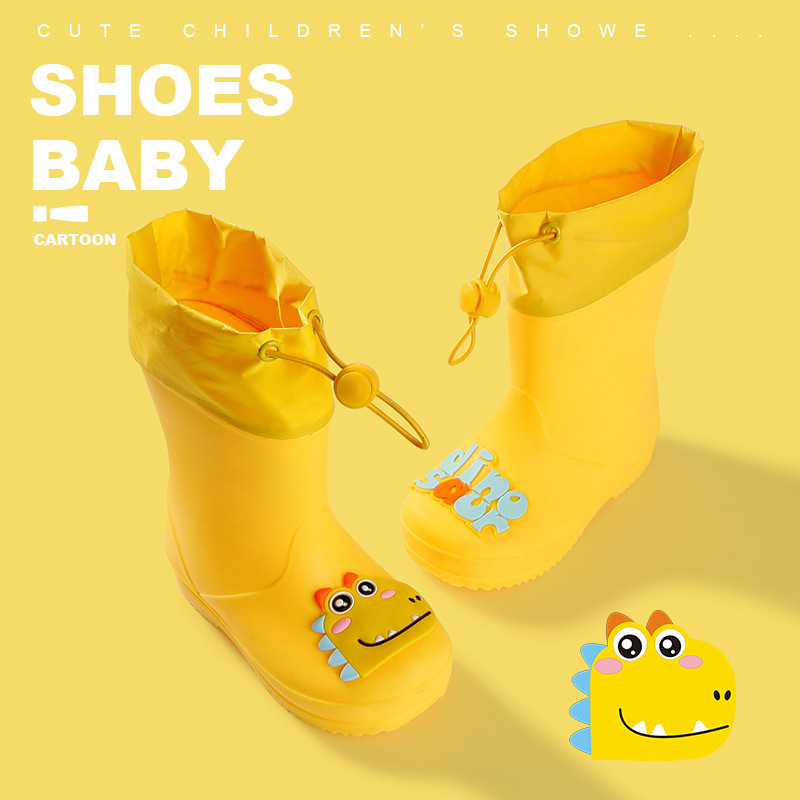 Children's Rain Boots Boys and Girls Non-Slip Rain Boots Kindergarten Kidsren Waterproof Shoe Covers Cartoon Cute Baby Rubber Shoes