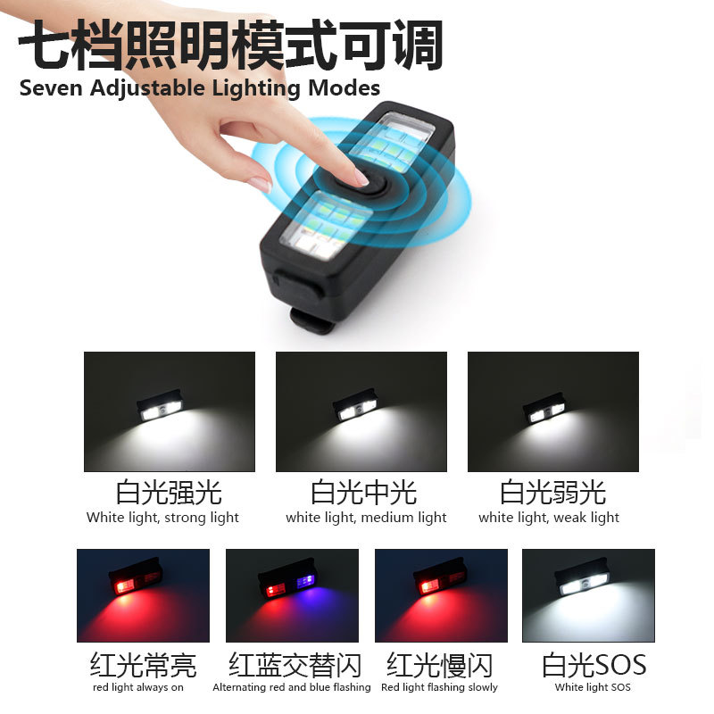 Cross-Border New Outdoor Camping Hat Clip Light Portable Cycling Night Running Warning Light Outdoor Multi-Purpose Emergency Light