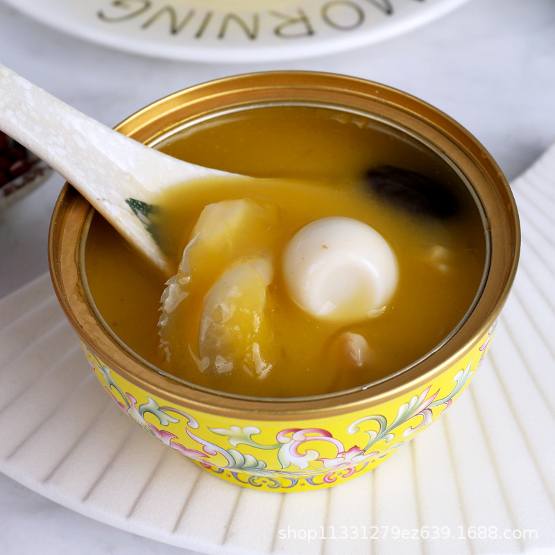 Small Golden Bowl Buddha's Wall Anchovy and Bird's Nest Soup with Scallops, Shredded Chicken, Black Truffle, and Abalone - Canned Seafood Delicacy 240g