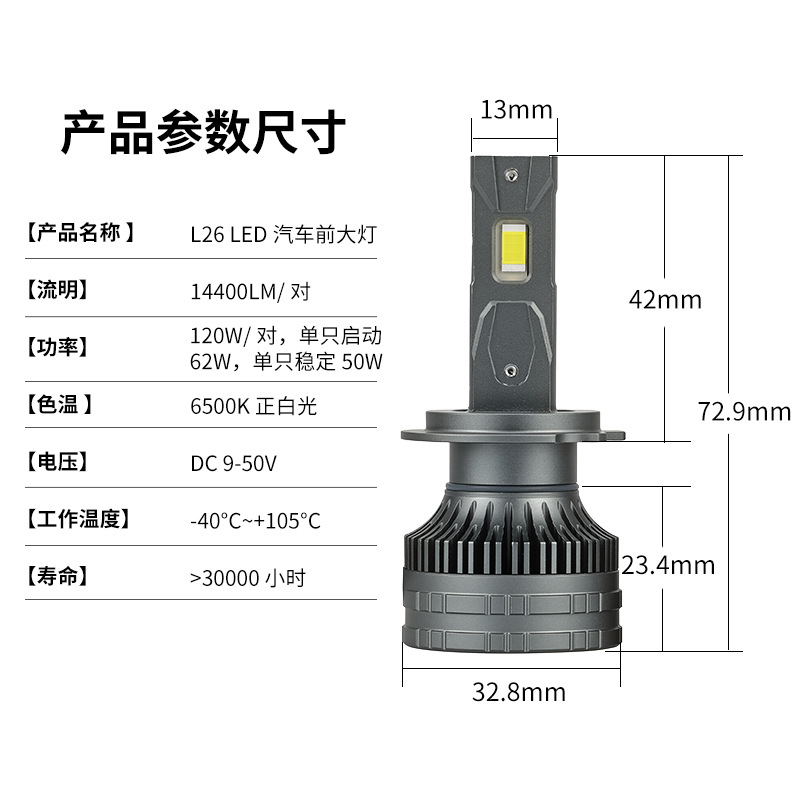 New Copper Tube Car Led Headlight Cross Motorcycle Bulb Modification H4 Car Headlight Super Bright Fog Light High Beam Cannon