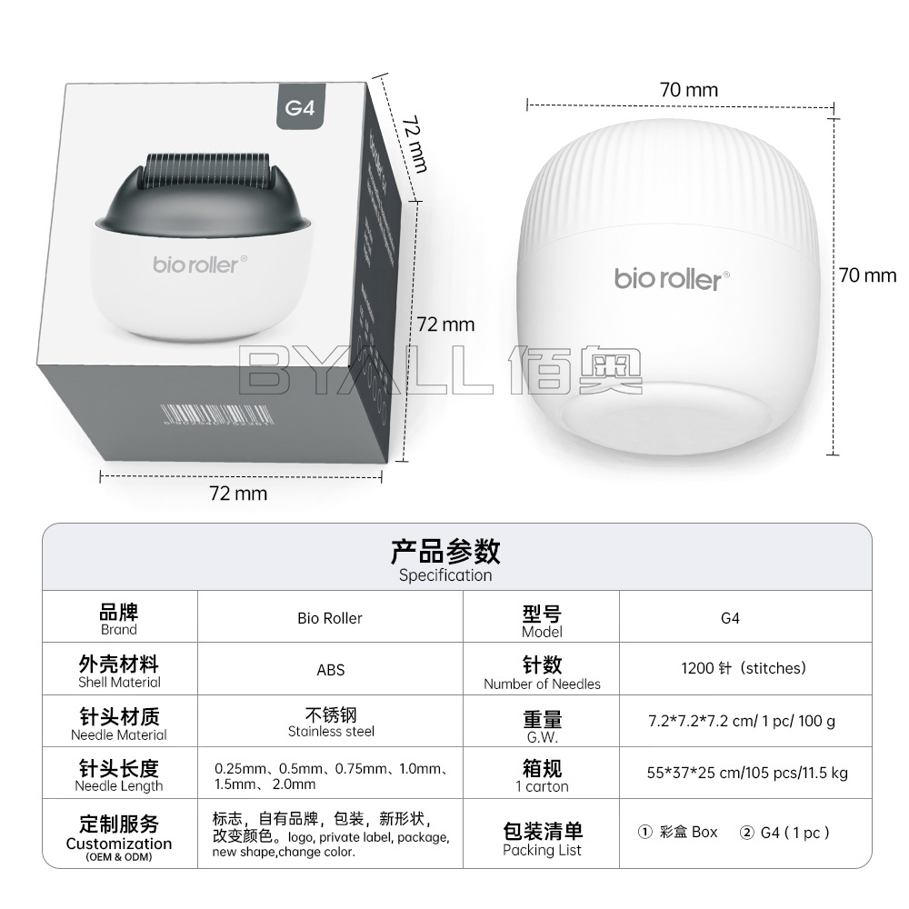 Cross-Border Biorollerg4 Micro-Needle Roller 1200 Needles Home Use Introduction Device Micro-Needle Stamp