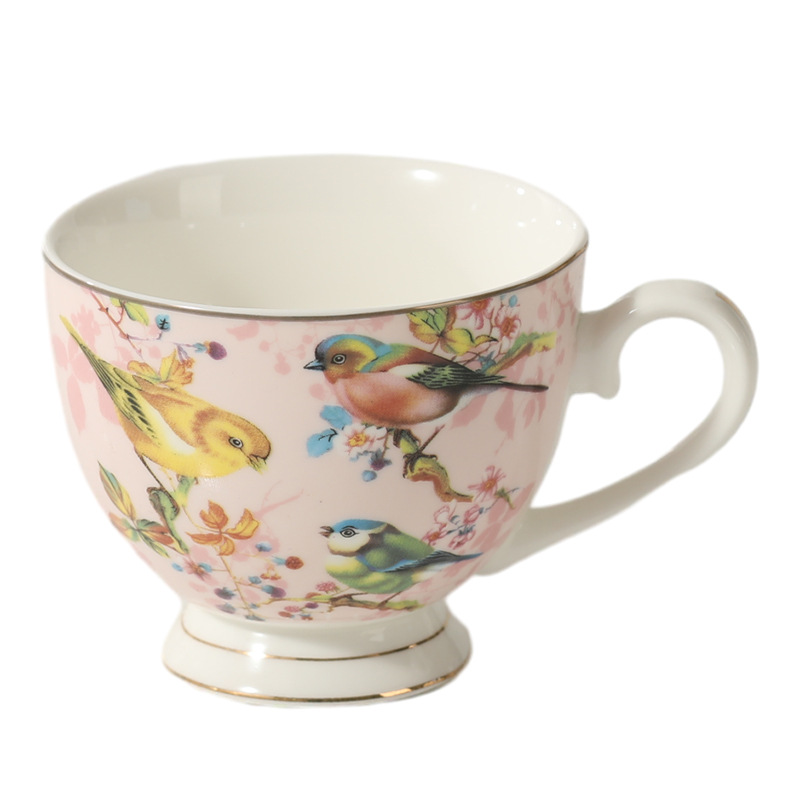 British Afternoon Pink Bird Tea Set Flower Teapot Candle Heating French Afternoon Tea Set Fruit Teapot