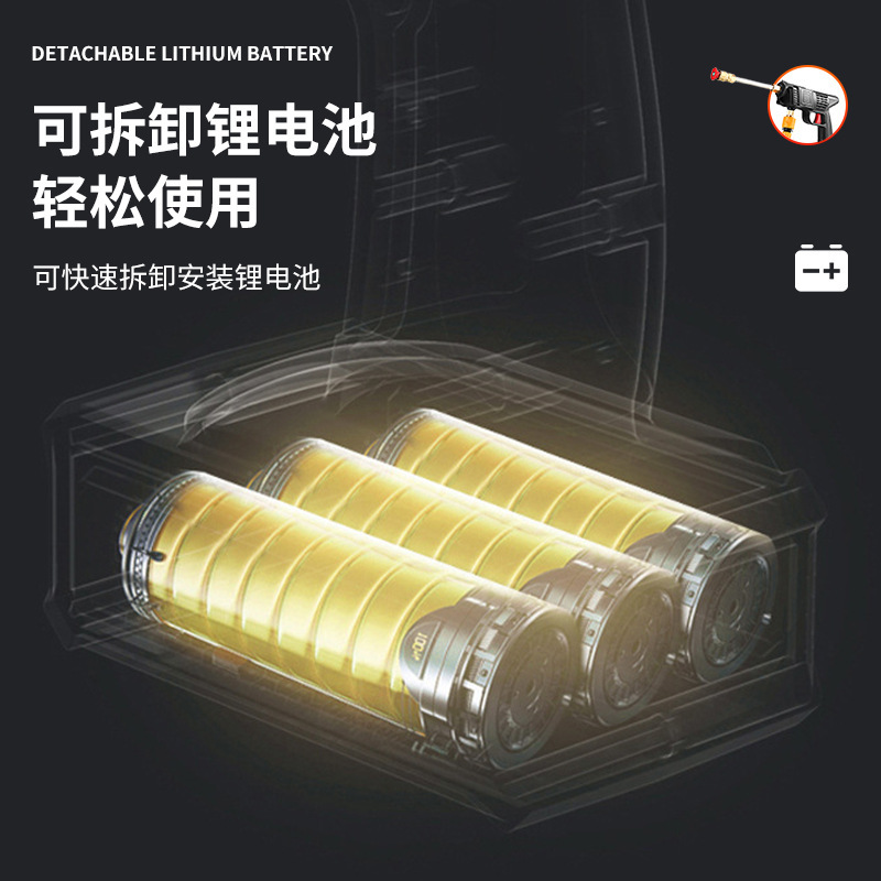 Kesi Deep Cleaning Car Wash Water Gun, Household Electric Car Wash Machine, Wireless High-Pressure Lithium Battery Rechargeable Car Wash Water Gun