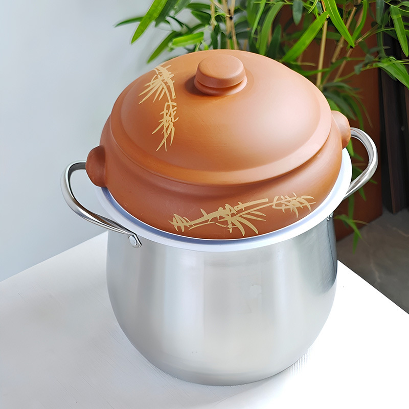 Soup Pot, Chicken Steamer Pot, Purple Clay Steamer Pot, Chicken Steamer Pot, Household Purple Clay Steamer Pot, Commercial Steamer Pot Set