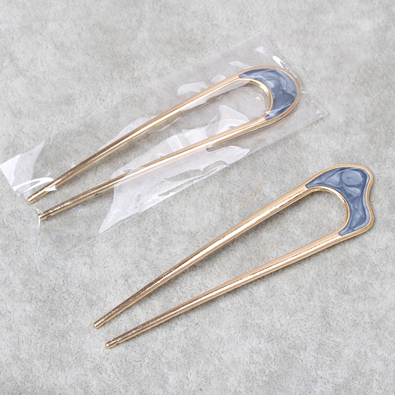 Simple hair fork same style metal hairpin shell paper updo chopsticks ins Internet celebrity same style U-shaped alloy hair fork iron