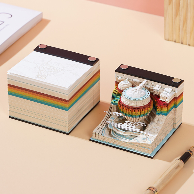 3D Paper Carving Comic Travel Stereo Note Book Art Can Be Hand-Teared with Embossed High-Value Sticky Note Desk Calendar Cultural Creation