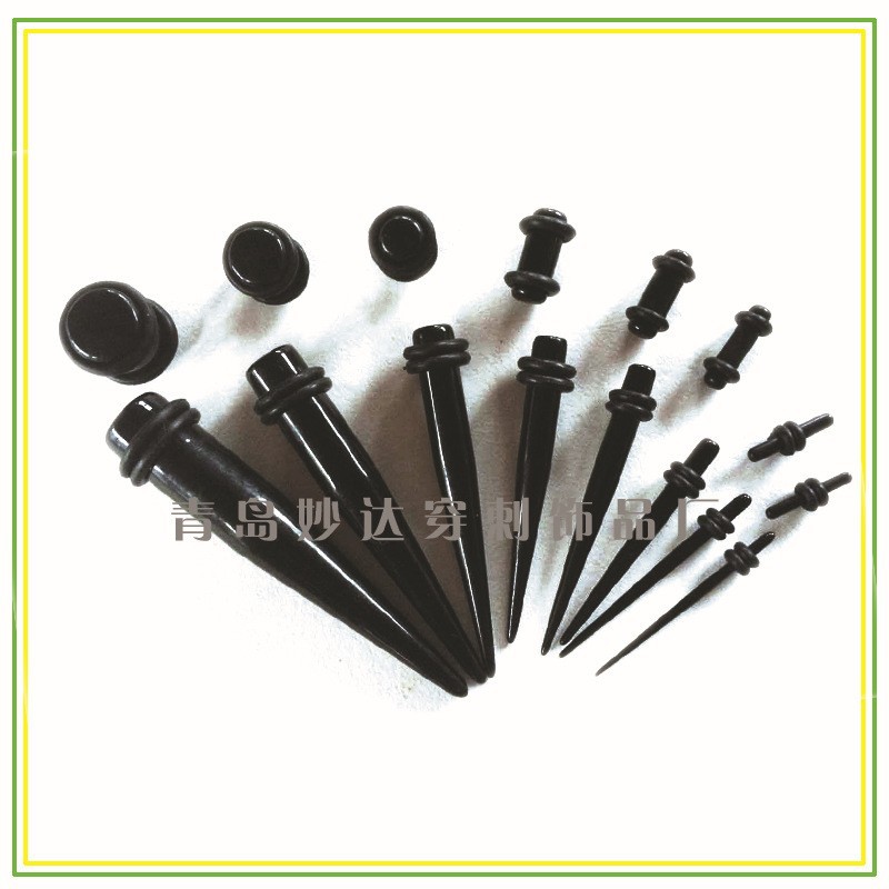 Wholesale 36Pcs Set Piercing Jewelry Pointed Cone Ear Expansion Ear Nail Uv Black Pointed Cone Ear Expander Manufacturer Supply
