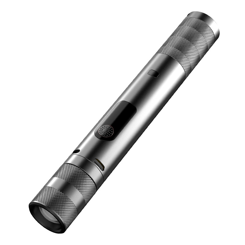 Outdoor Flashlight High-Voltage Arc Self-Defense Flashlight Strong Light Flash Sos Signal Telescopic Zoom Rechargeable Flashlight