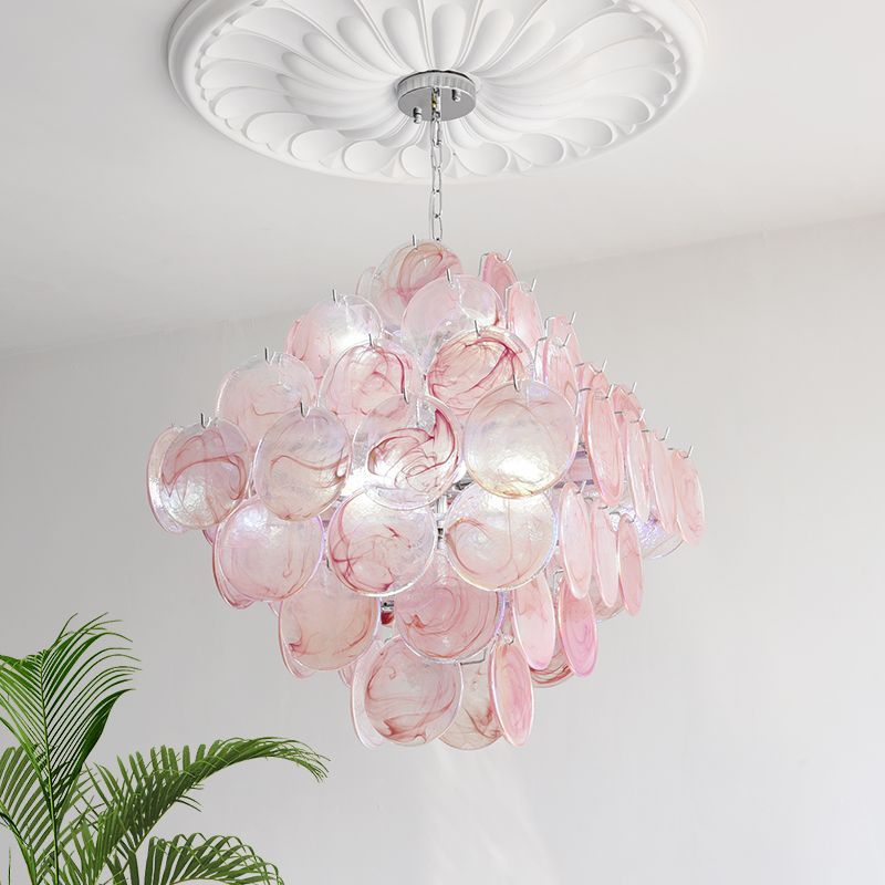 Grape Red Glass French Cream Medieval Art Round Light Luxury Living Room Bedroom Staircase Restaurant Chandelier