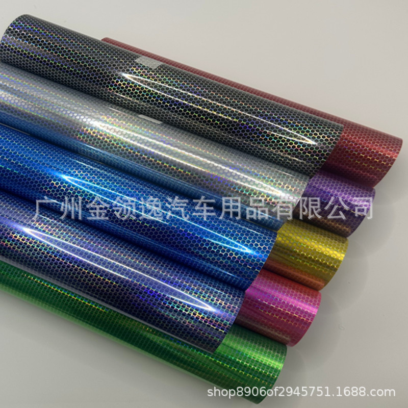30*120 Cross-Border New Headlight Laser Honeycomb Color Changing Film Mesh Rainbow Car Light Film Headlight Taillight Fog Light 12 Colors