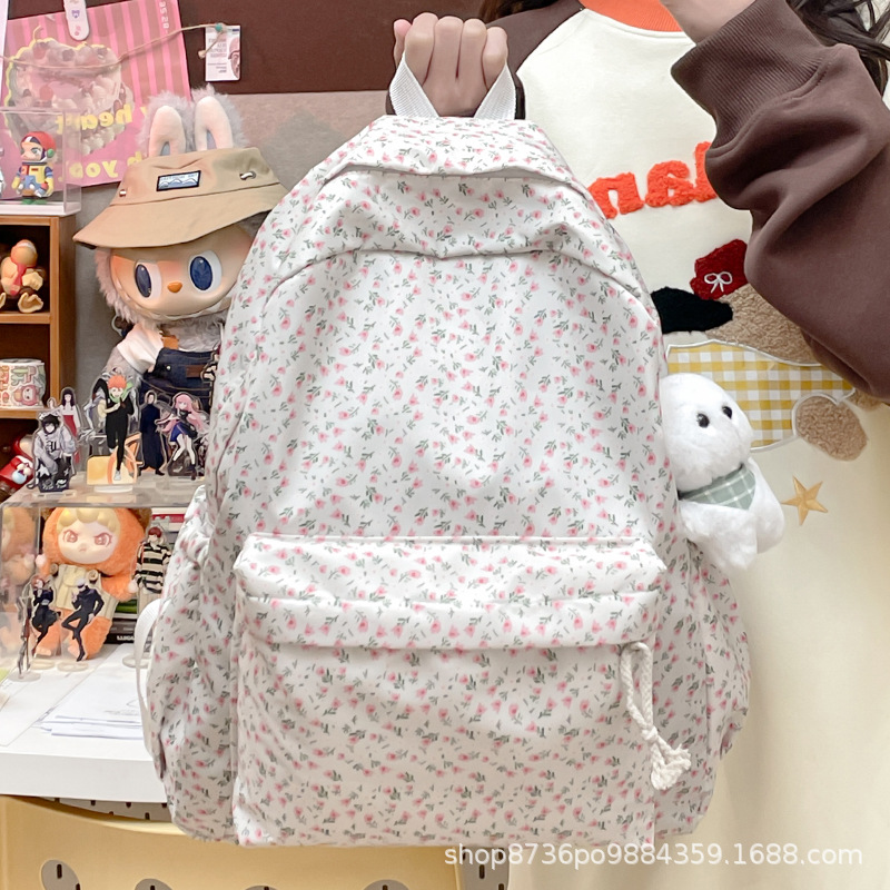 Cross-border Small Floral Backpack Women's Ins Style Junior High School Schoolbag Small Fresh and Gentle Style Leisure Travel Backpack