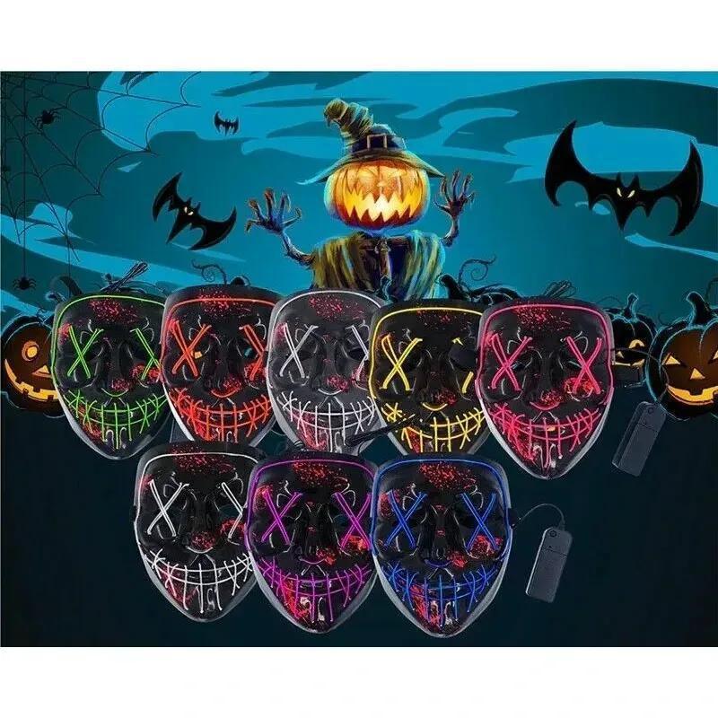 2026 New Cross-Border Dropshipping Halloween Nightclub Luminous Led Mask Costume Carnival Cross-Border Dropshipping